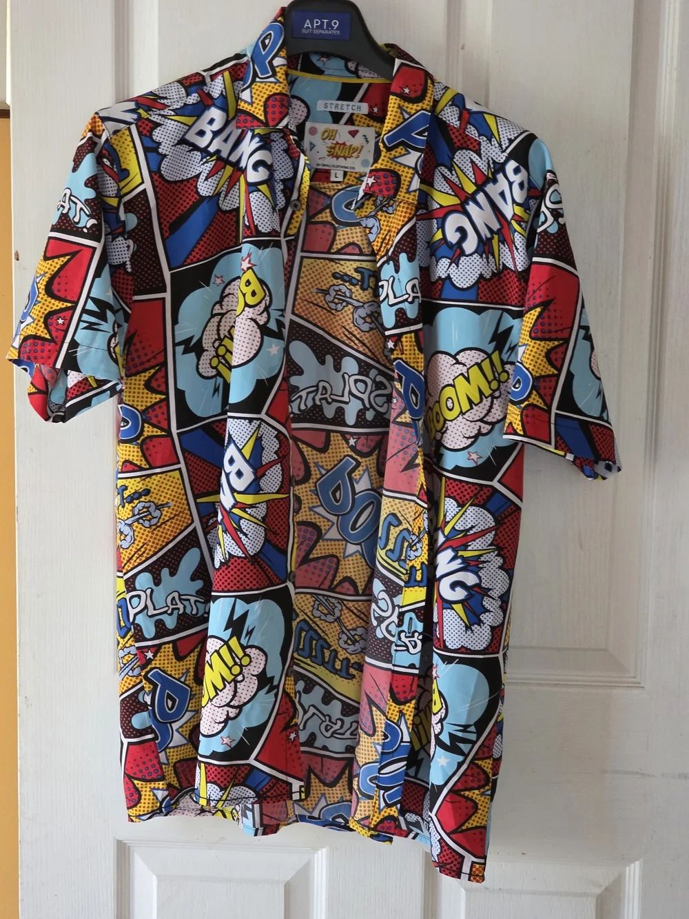 Oh Snap! Graphic Button-Up Shirt by Drill Clothing Co. - Red, Yellow, Blue